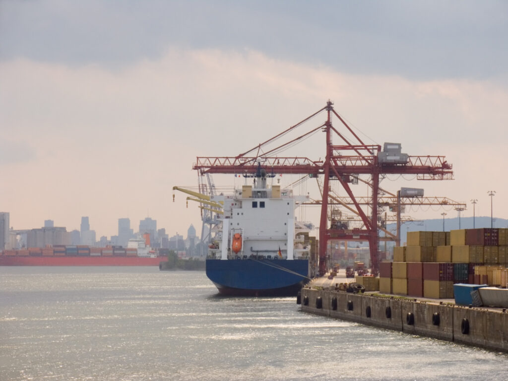 Cargo Ship Docked at Montreal port