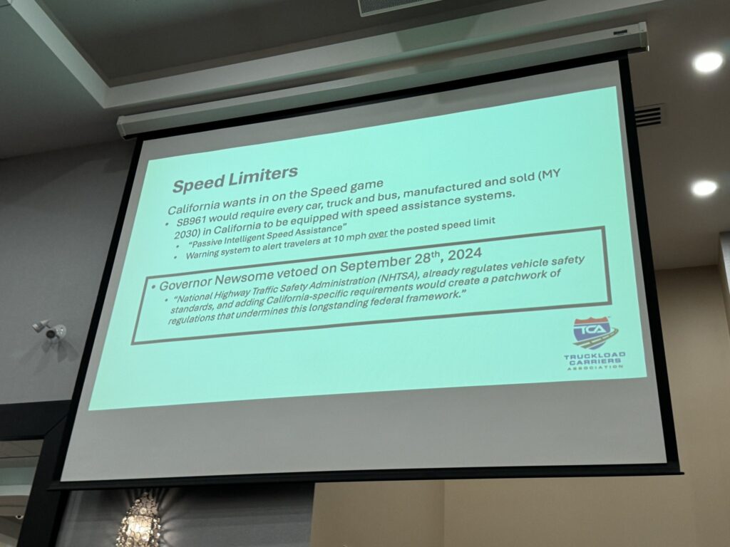 Heller's slide with key points of the speed limiters issue in the US