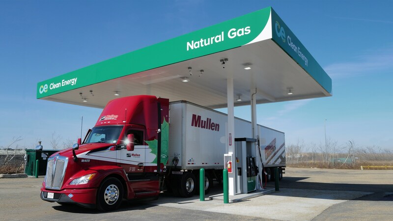 Mullen truck at CNG station