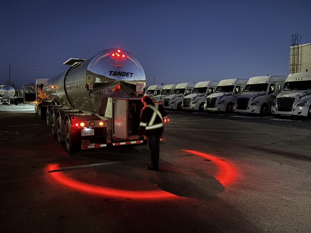 A Tandet Group driver works within a clearly marked ‘ring of safety’ zone outside his truck. (Photo: Tandet Group) A driver works within Tandet Group's 'ring of safety'